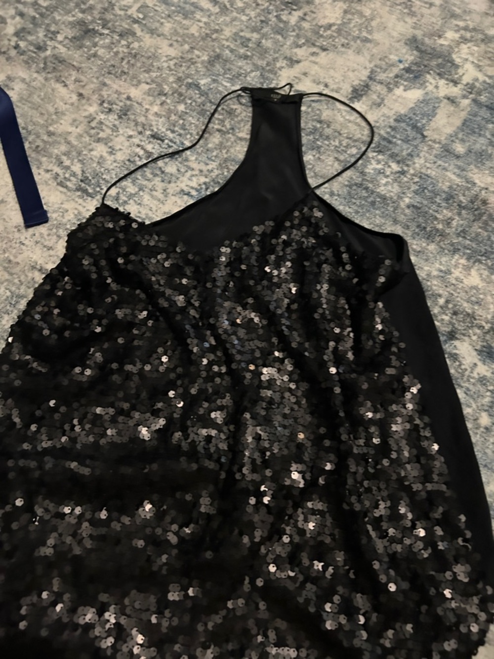 Tibi Black Sequin Halter Top